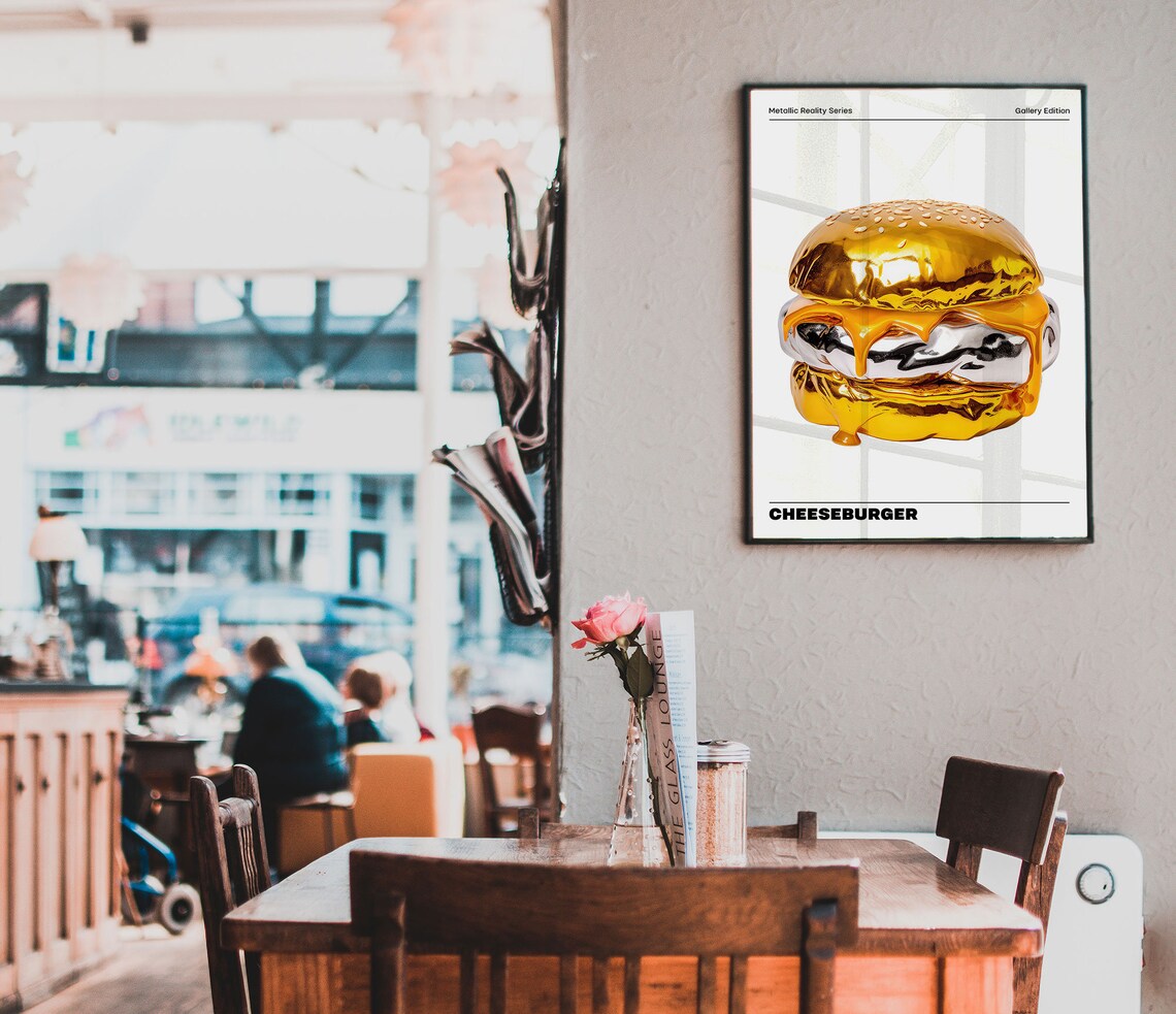 Cheeseburger Modern Food Art Print, Kitchen Decor - Image 2