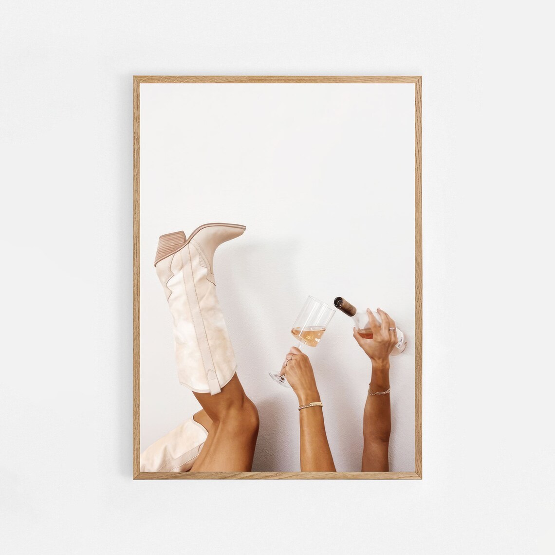 Cowgirl Boots Ros Art Print, Modern Neutral Western