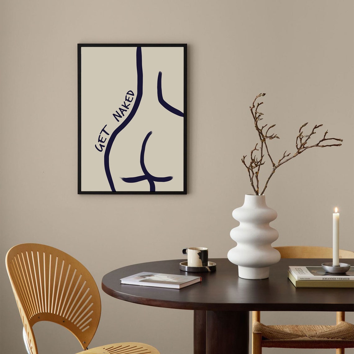 Get Naked Minimalist Body Line Art Cheeky Bathroom Trendy Poster - Image 3