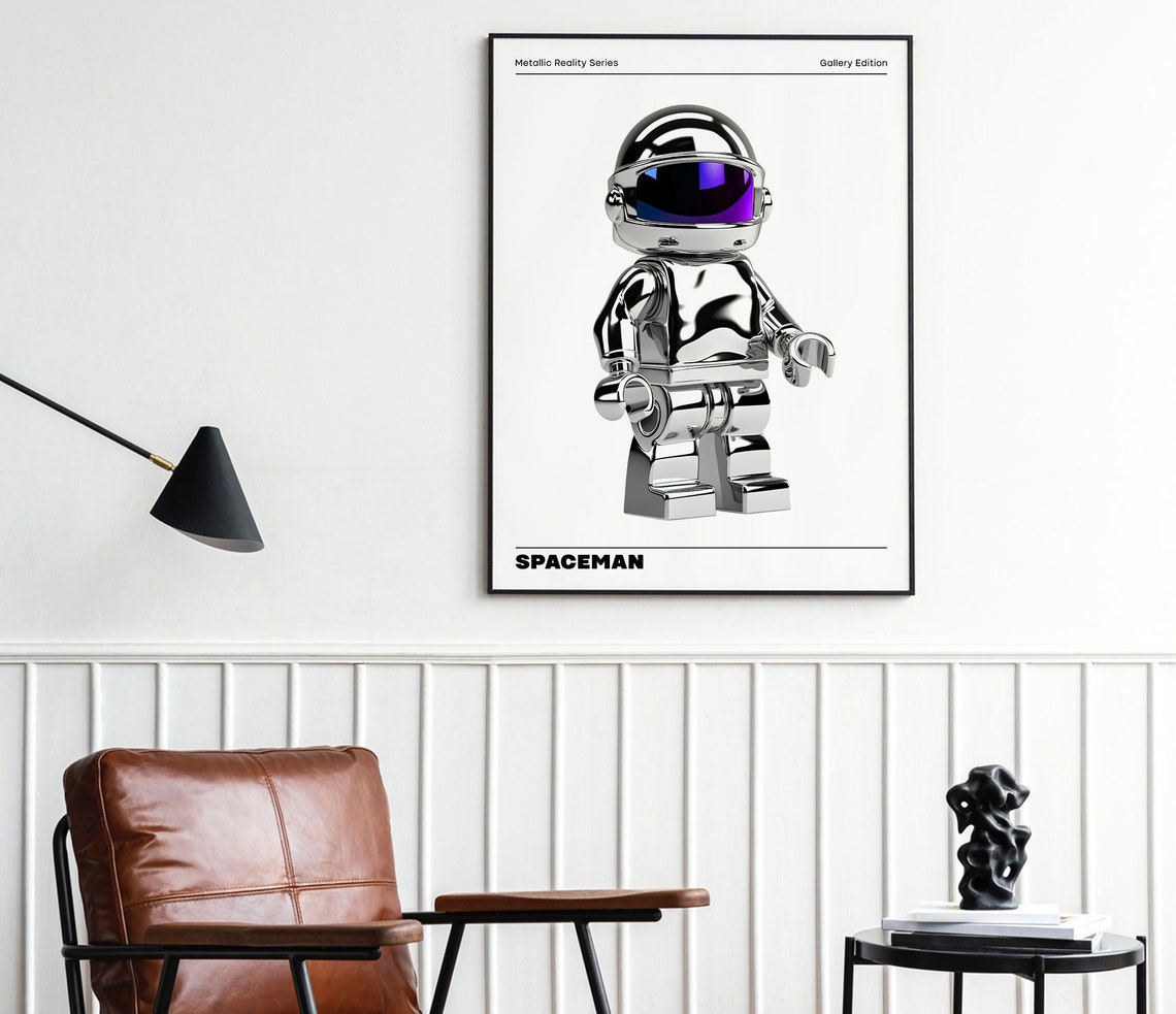 Chrome Metallic Spaceman Astronaut Figure Pop Art Wall Poster - Image 2
