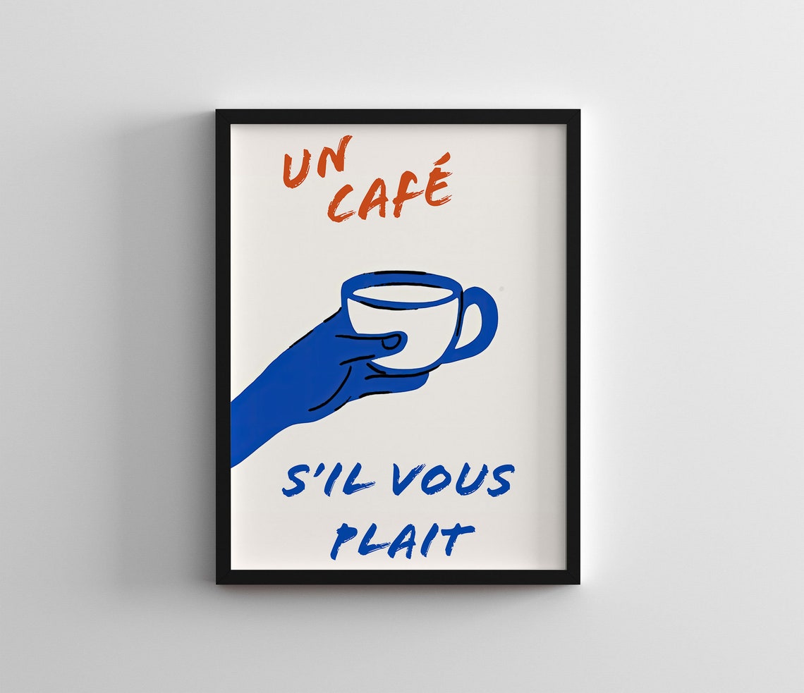 Un Cafe Sil Vous Plait French Coffee Cup Retro Kitchen Poster - Image 4