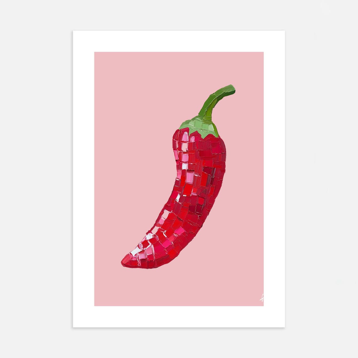 Disco Ball Chili Pepper Pink Glam Retro Kitchen Decor Poster - Image 3