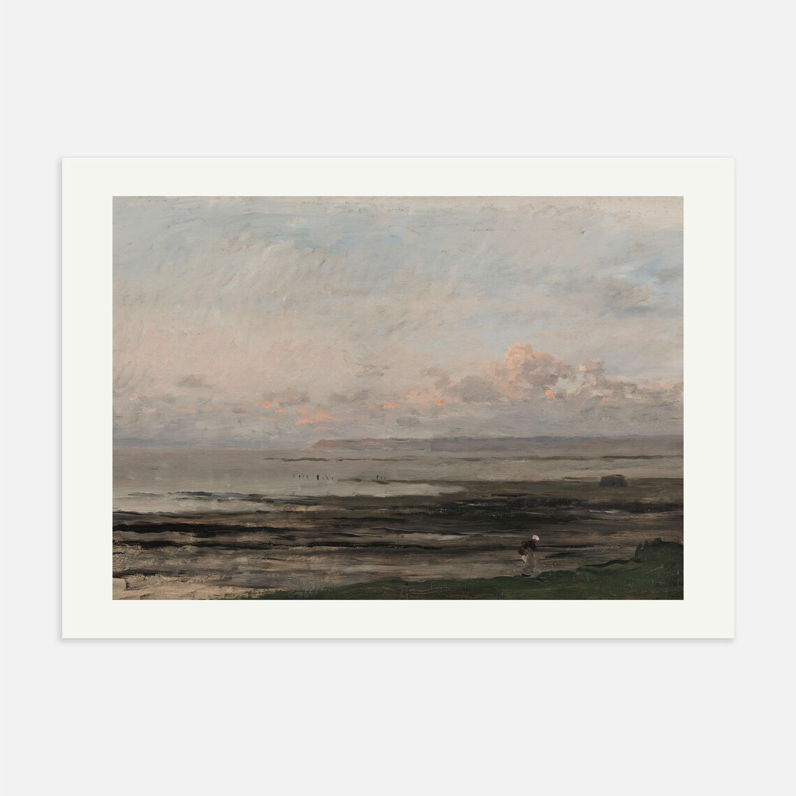 Hazy Coastal Seascape Muted Vintage Beach Oil Painting Poster - Image 4