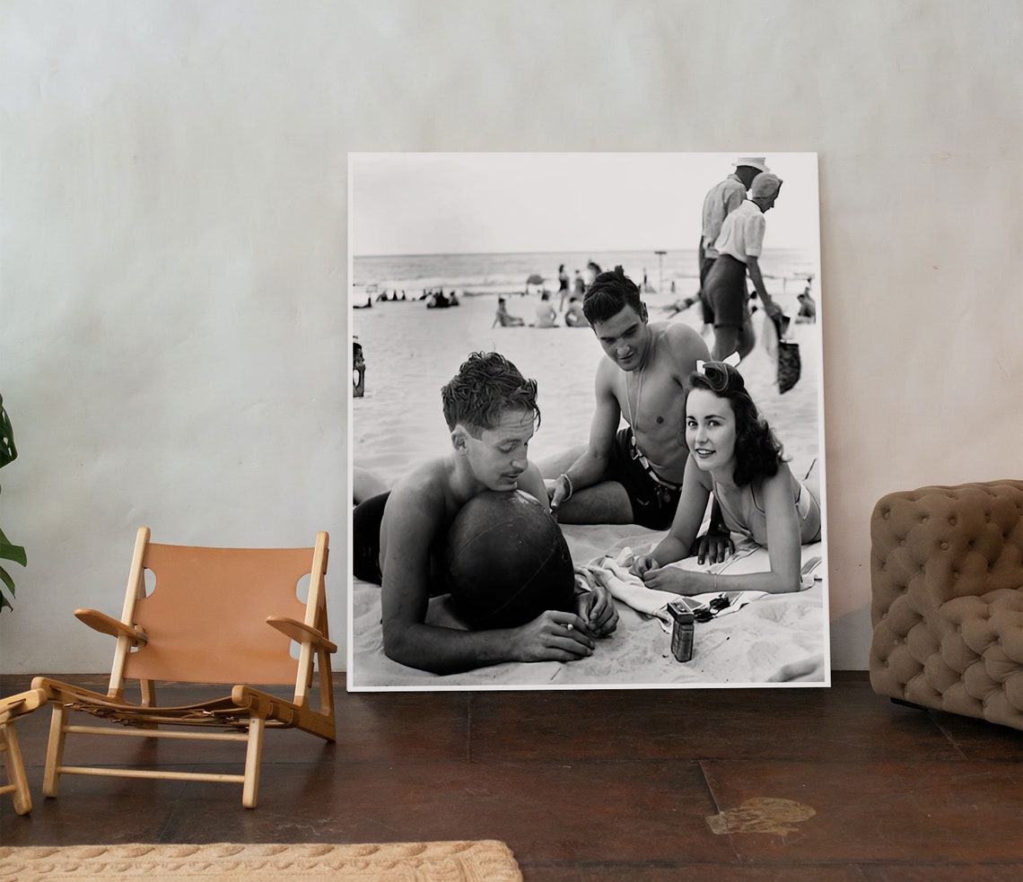 Vintage Black And White Beach Friends Classic Summer Day Poster - Image 2