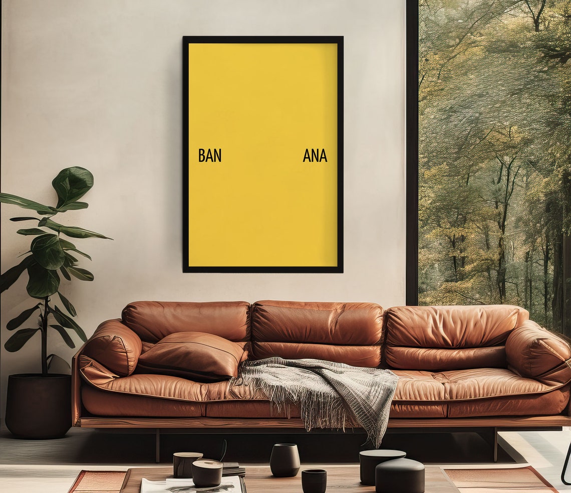 Banana Split Wordplay Typography Yellow Minimalist Kitchen Poster - Image 4