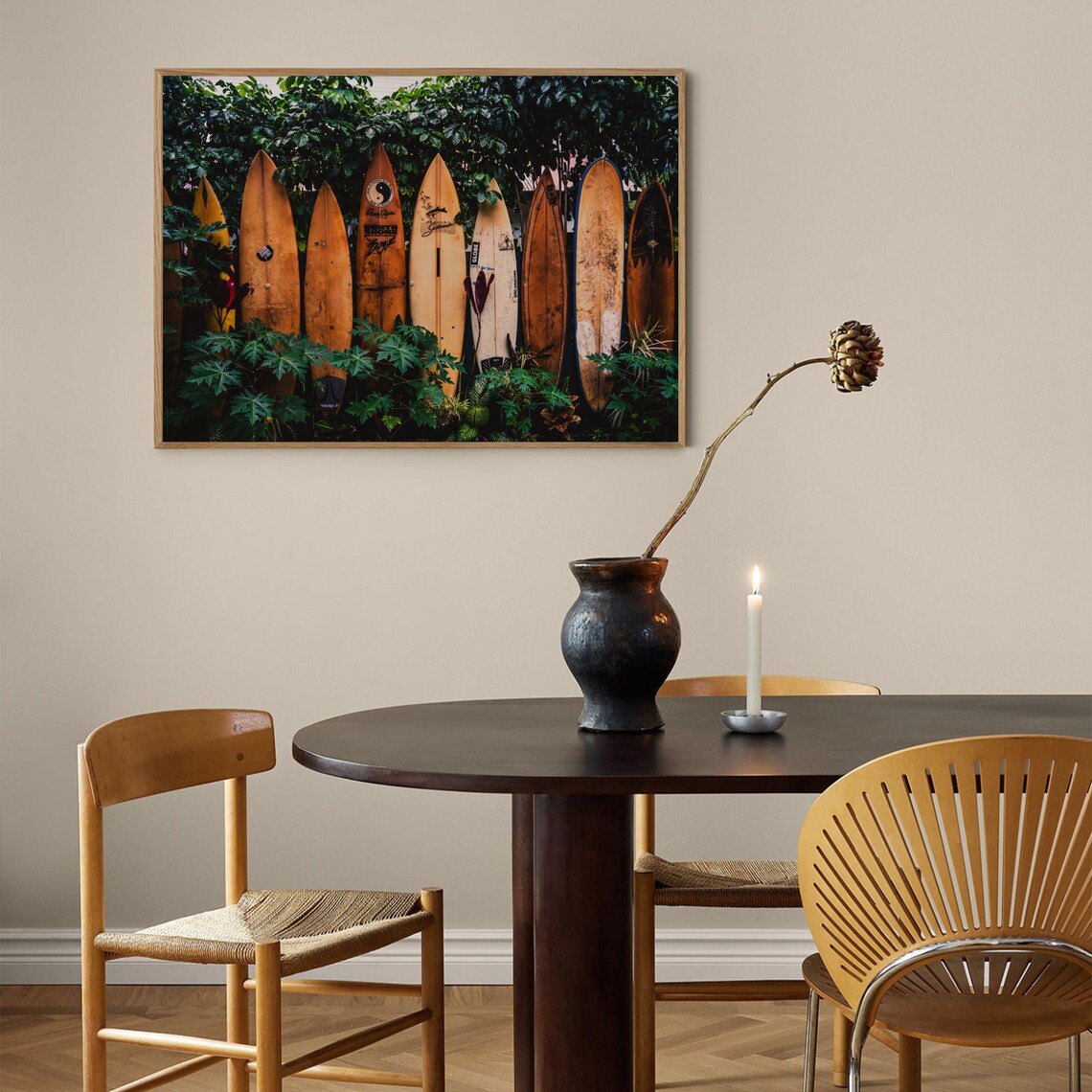 Vintage Surfboards Tropical Greenery Retro Beach Photo Art Poster - Image 4