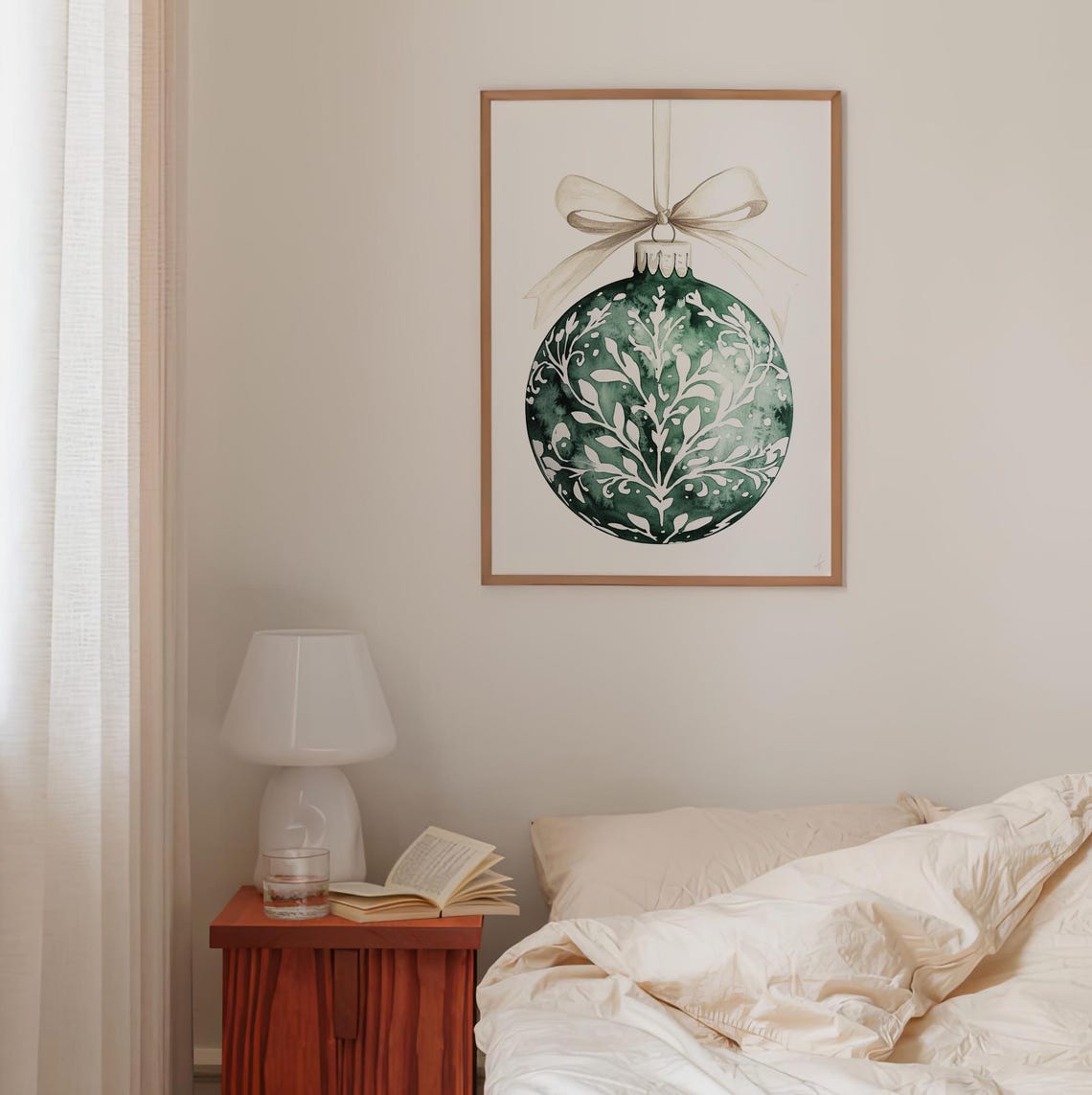Green Christmas Bauble Watercolor Botanical Ornament Holiday Poster - Image 4