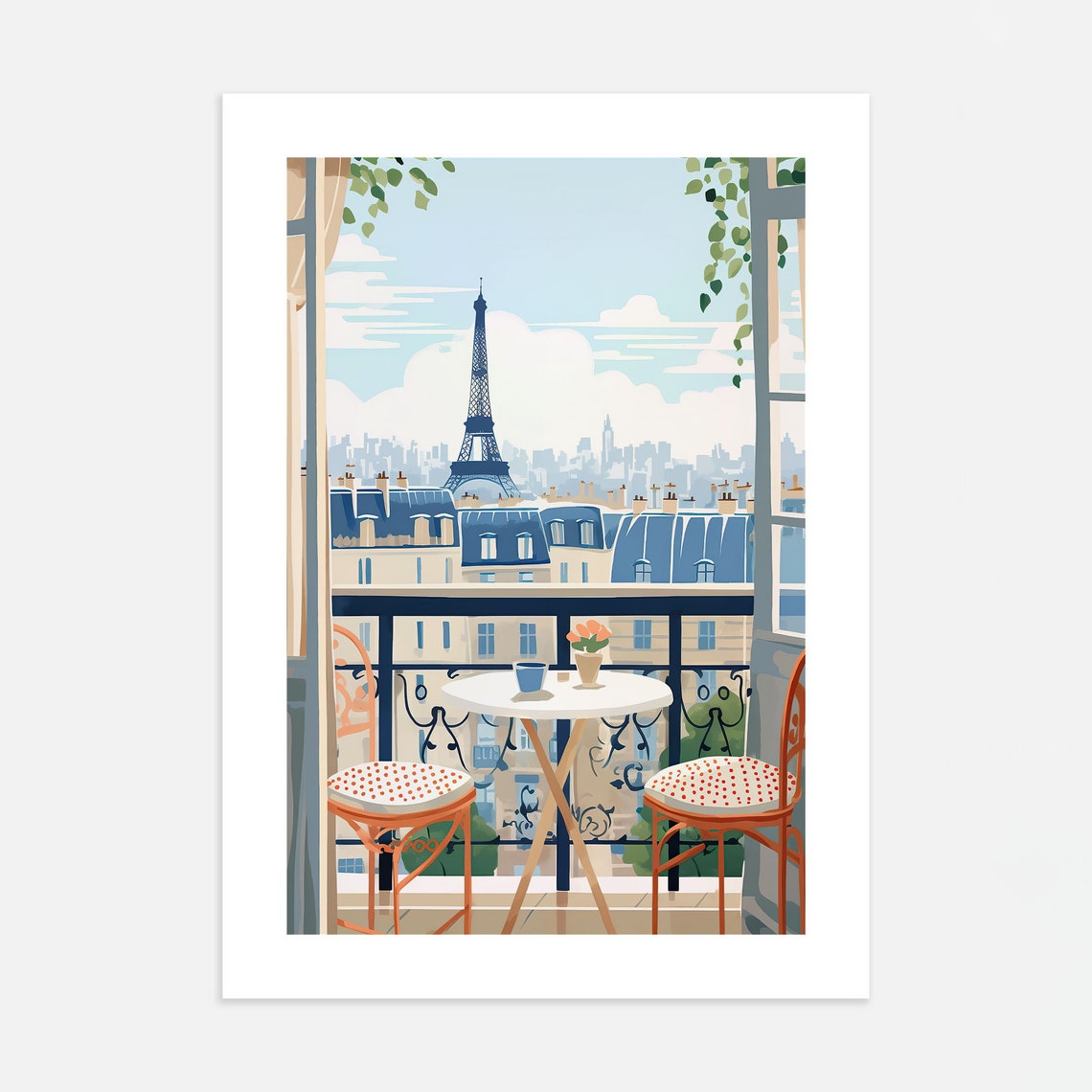 Paris Balcony Eiffel Tower View French Cafe Travel Trendy Poster - Image 4