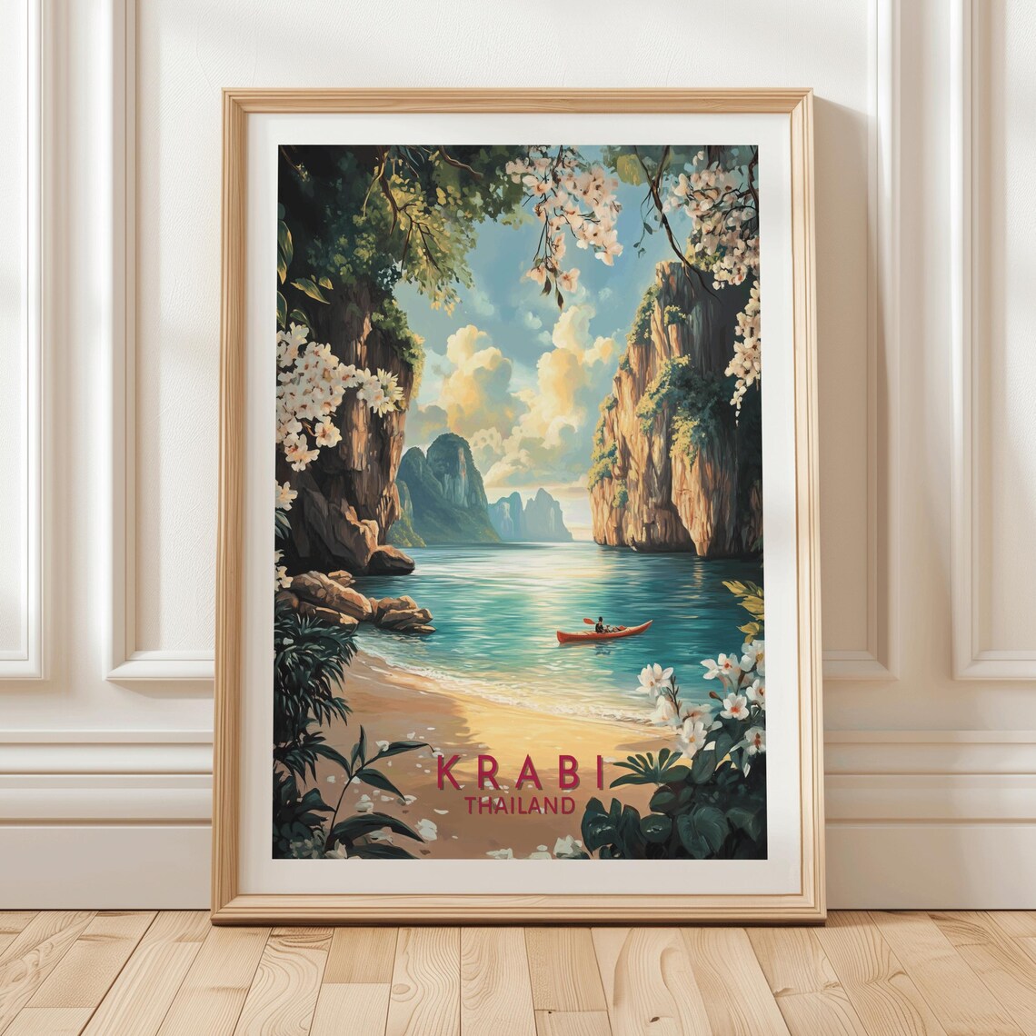 Krabi Thailand Kayak Lagoon Turquoise Water Limestone Cliffs Poster