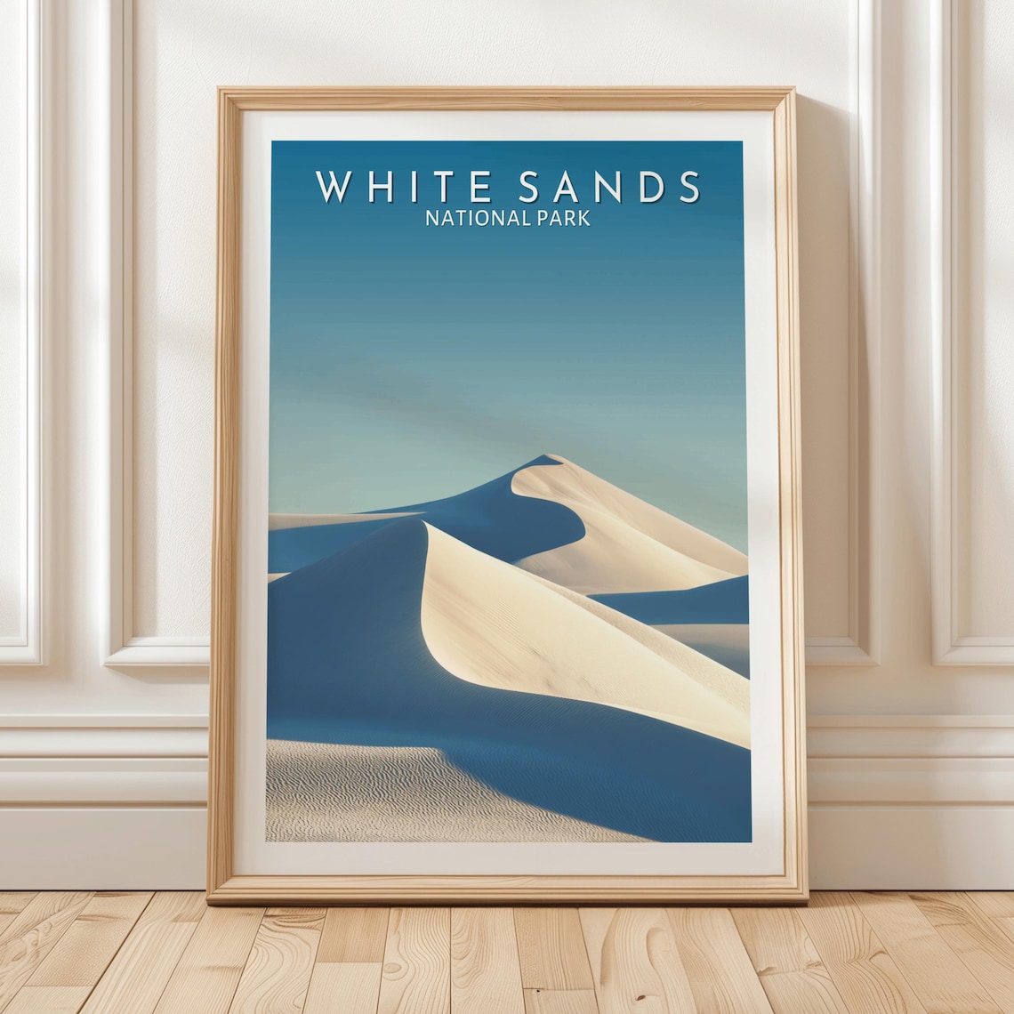 White Sands National Park Rolling Dunes Blue Sky Travel Poster