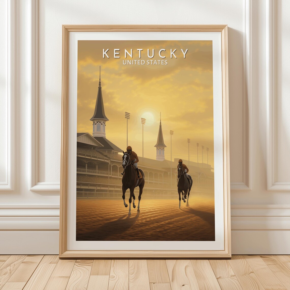 Kentucky Churchill Downs Sunset Horse Racing Grandstand Poster