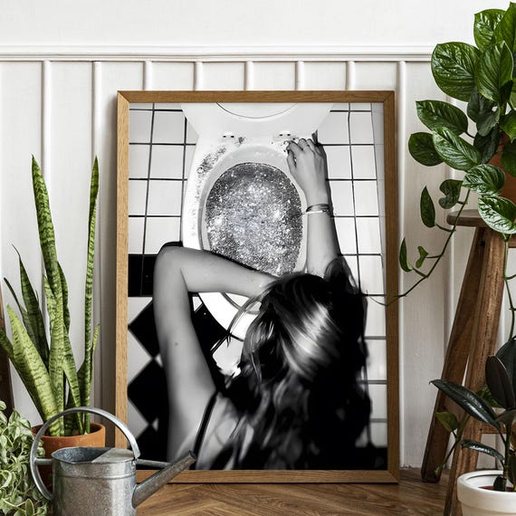 Funny Bathroom Art Print After The Disco Black And White