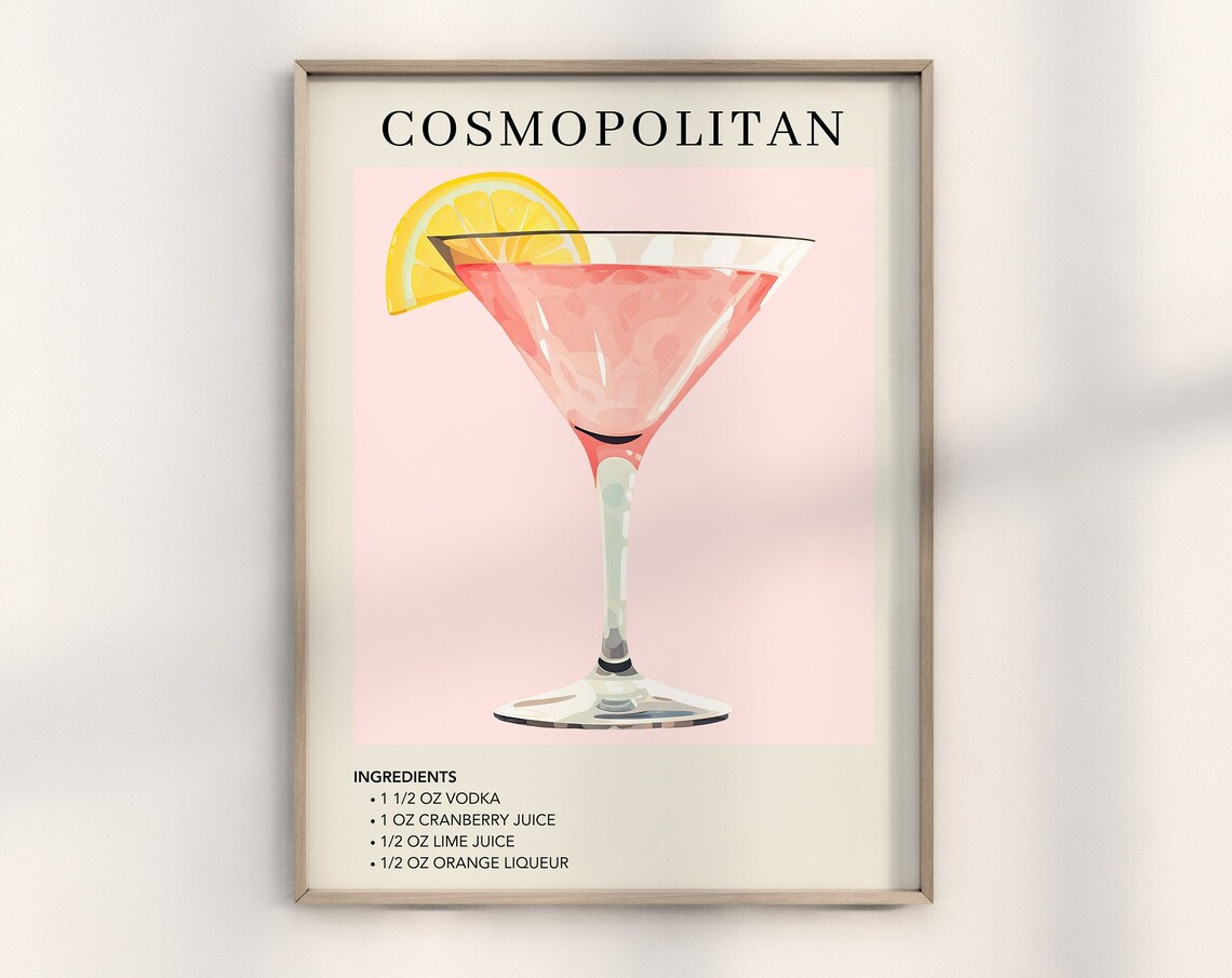 Cosmopolitan Watercolor Retro Drink Art Print