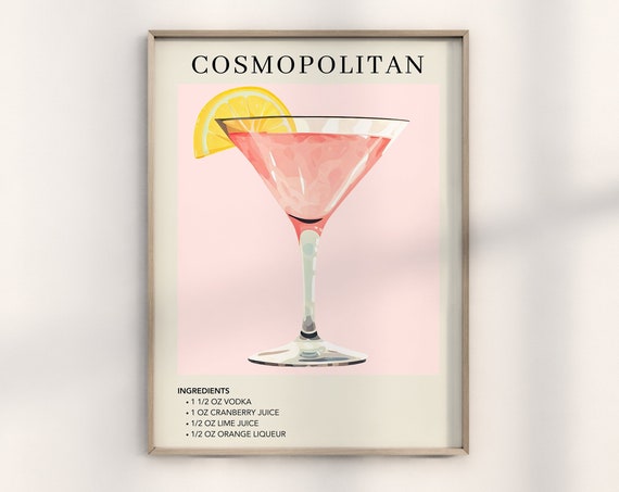 Cosmopolitan Watercolor Retro Drink Art Print