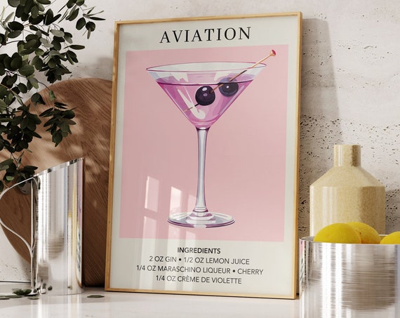 Aviation Cocktail Retro Vintage Art Print