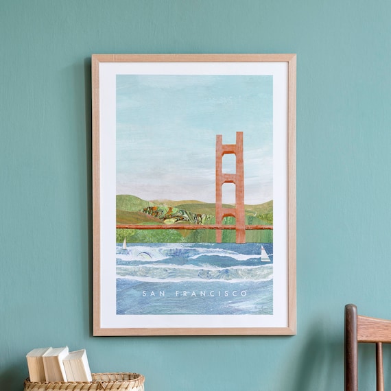 San Francisco Bay Vintage Travel Poster, Art Print