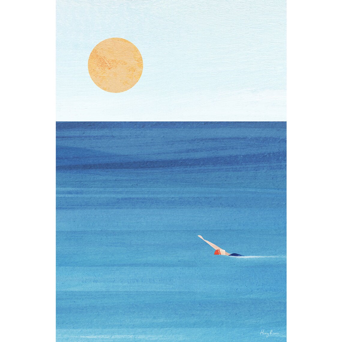 Sea Swim Print by Henry Rivers, Beach Wall Art - Image 3