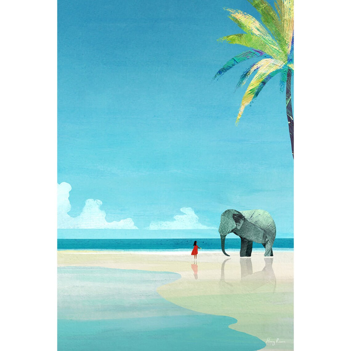 Elephant Beach by Henry Rivers, Beach Scene Art Print - Image 3