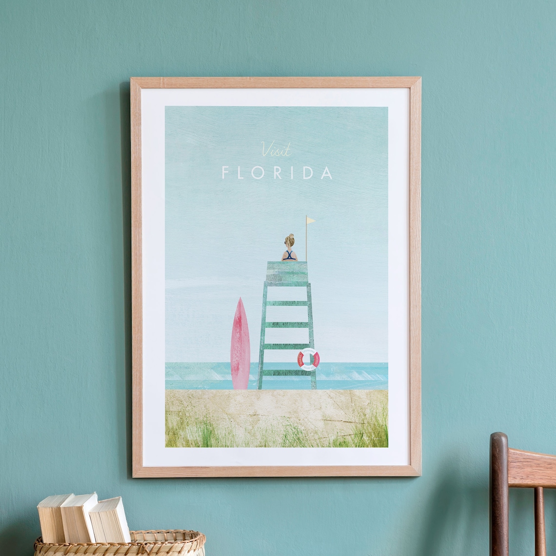 Florida Travel Poster, Minimalist Vintage Retro Style