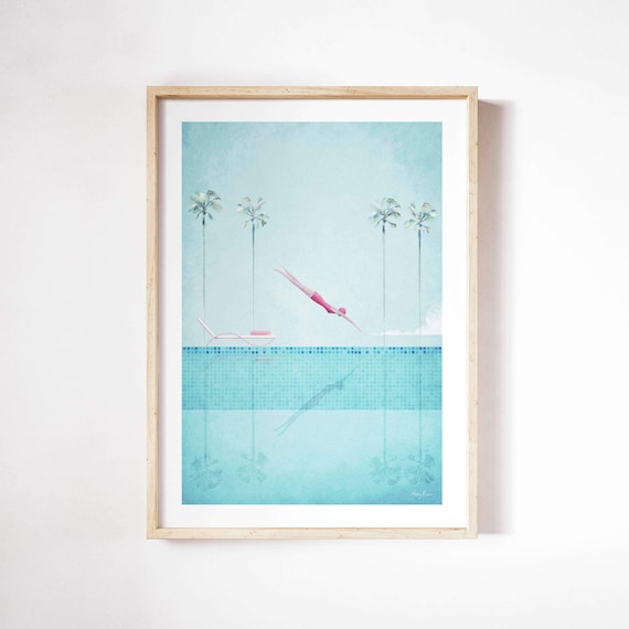 Swimming Pool Print by Henry Rivers, Dive Poster