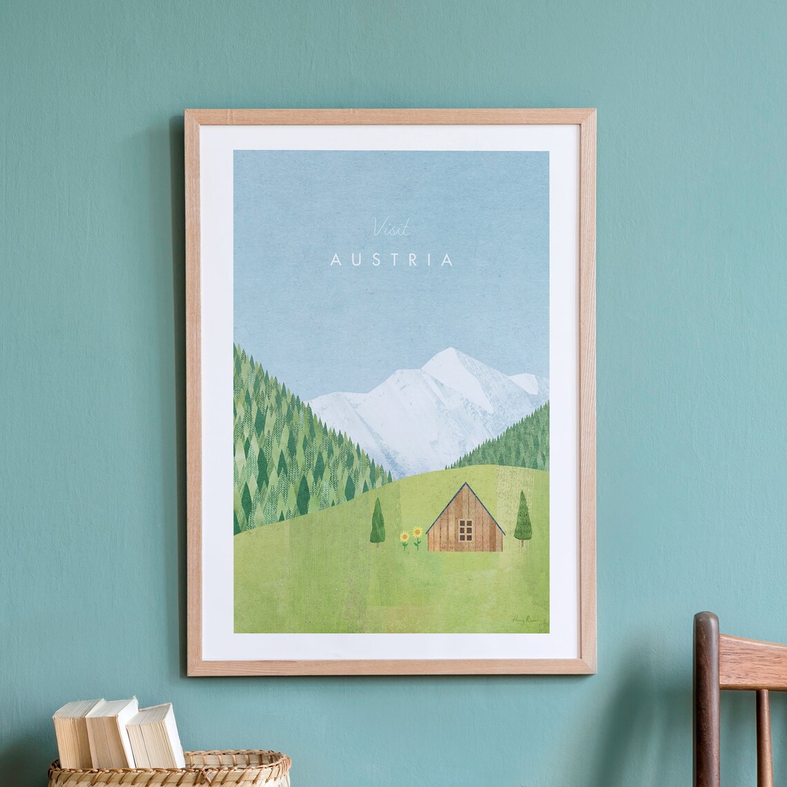 Austria Travel Poster, Minimalist Vintage Retro Style