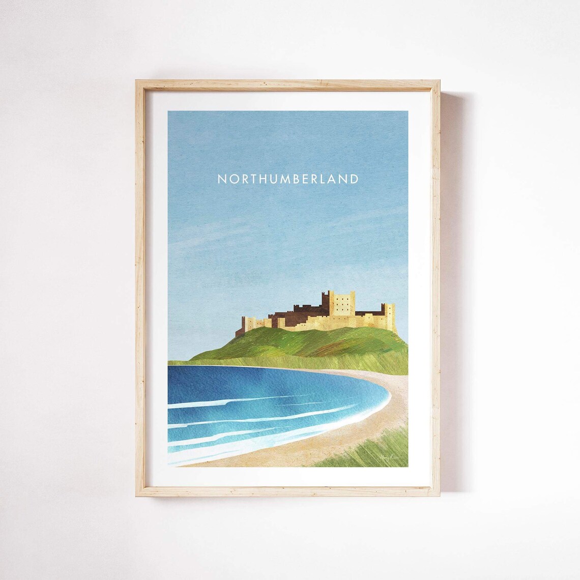 Bamburgh Castle Northumberland Travel Poster, Henry Rivers