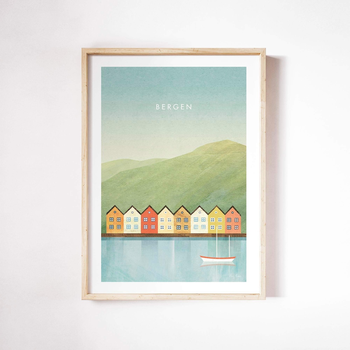 Bergen Norway Travel Poster, Henry Rivers