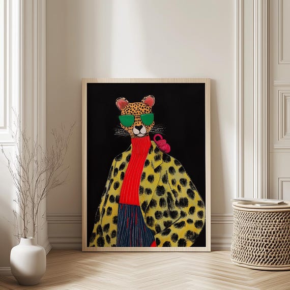 Fashion Cheetah Art Print Home Decor Downloads Wall Decoration Gift For Her Kitchen Bedroom And Living Room