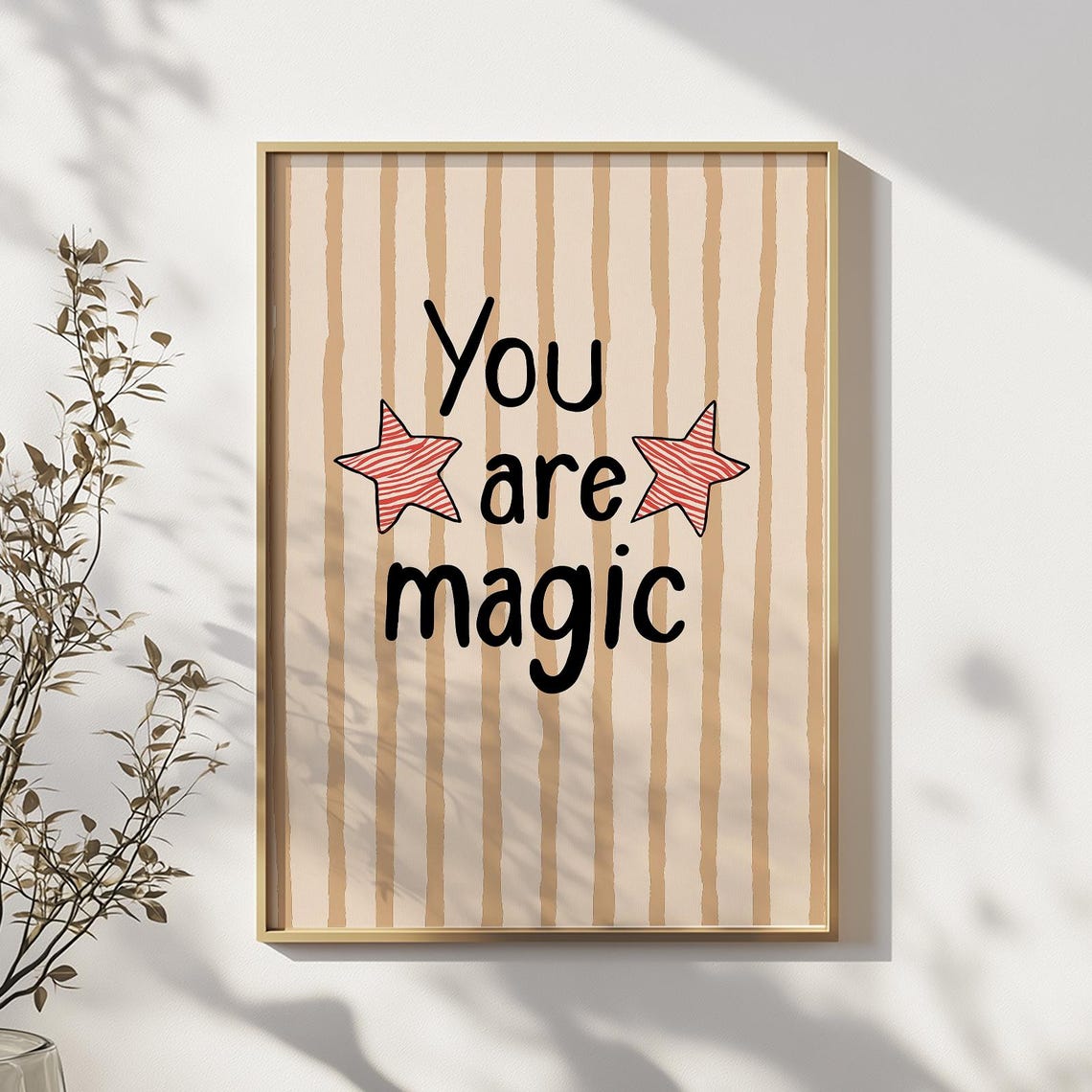 You Are Magic Inspirational Nursery Quote Star Typography Art Poster