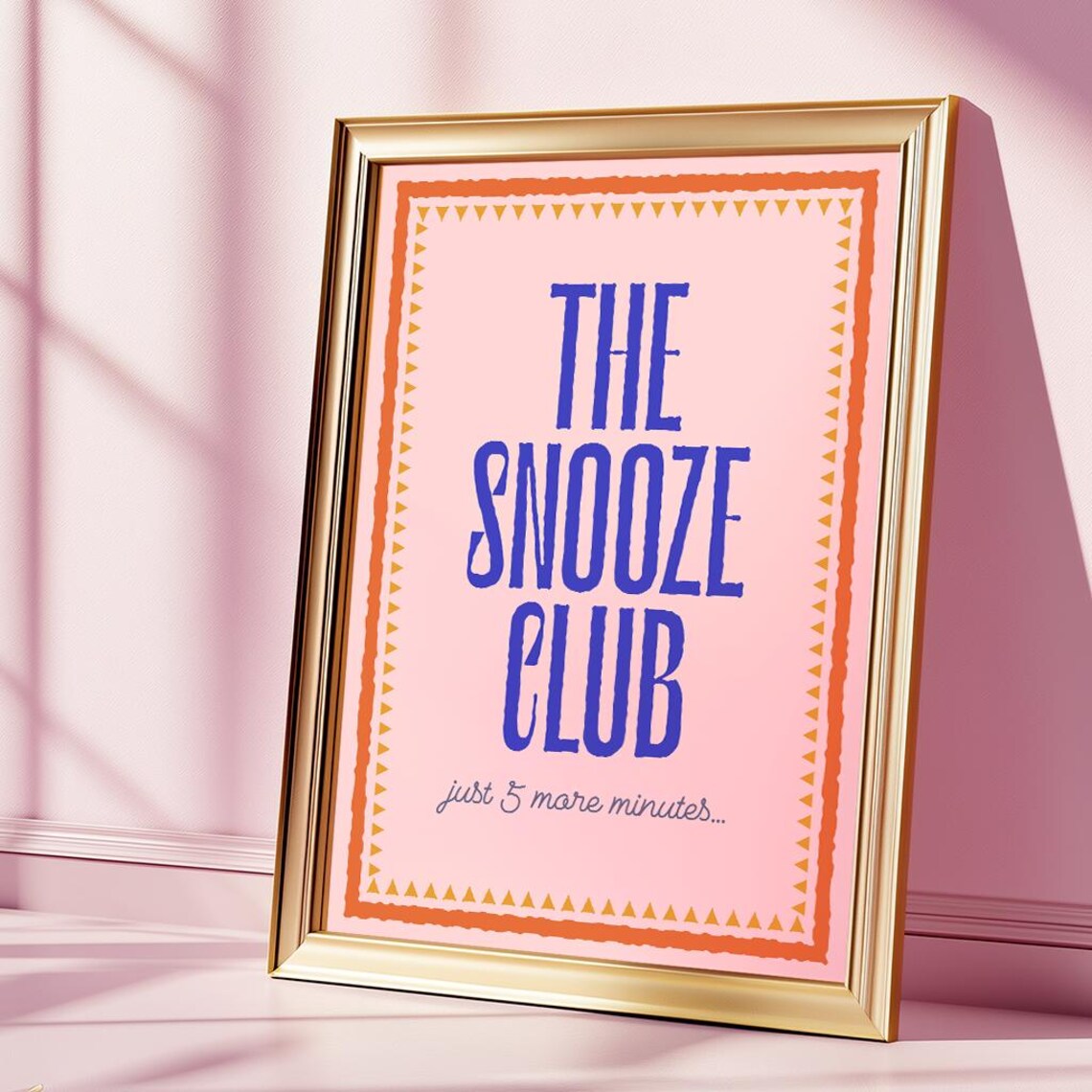 The Snooze Club Just 5 More Minutes Retro Typography Bedroom Poster