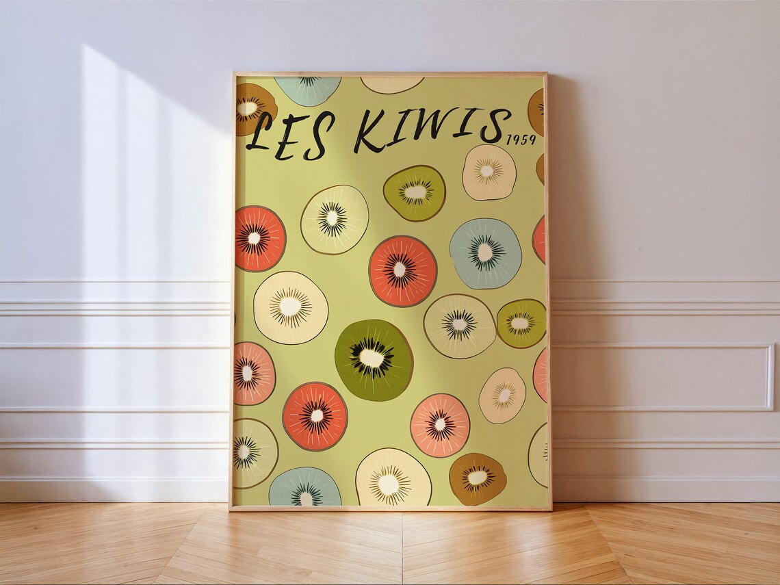 Vintage Kiwi Retro Midcentury Kitchen Art Print