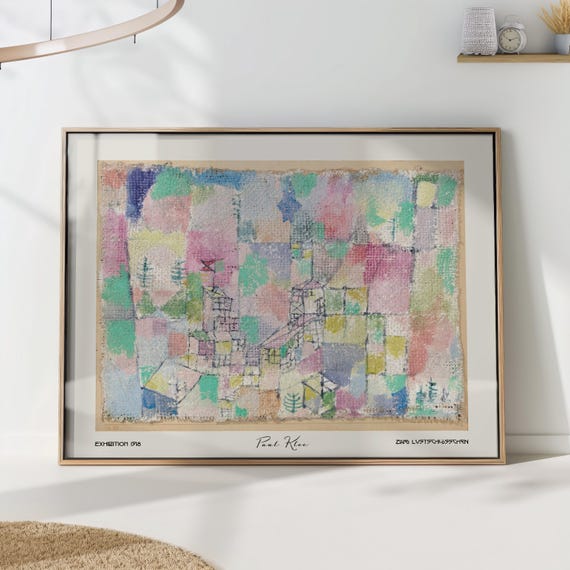 Paul Klee Zwei Lustschlsschen Print Patchwork Pastel Abstract Wall Art Cubist Modernist Decor