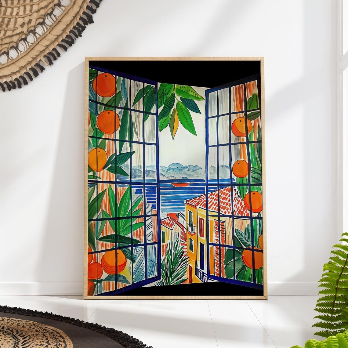 Mediterranean Oranges Window, Matisse Inspired Art Print