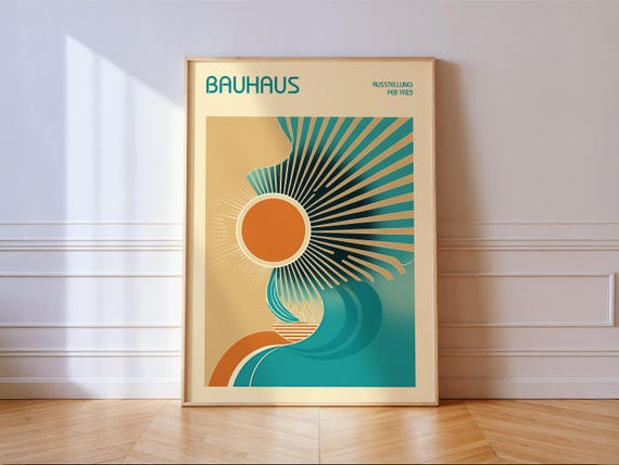 Sun Waves Bauhaus Print, Mid-Century Coastal Art