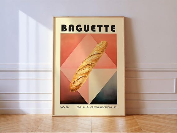 Baguette Decorative Kitchen Print Bauhaus Poster Vintage Decoration
