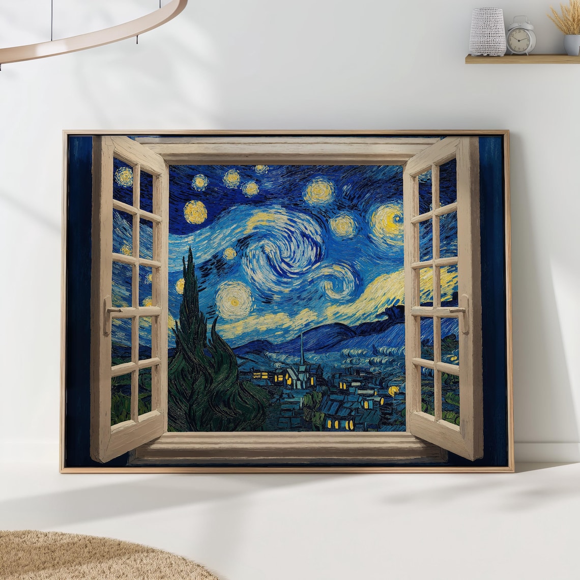 Starry Night Window, Van Gogh Inspired Art Print