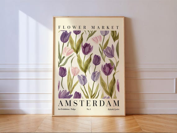 Amsterdam Tulip Flower Market Botanical Art Print