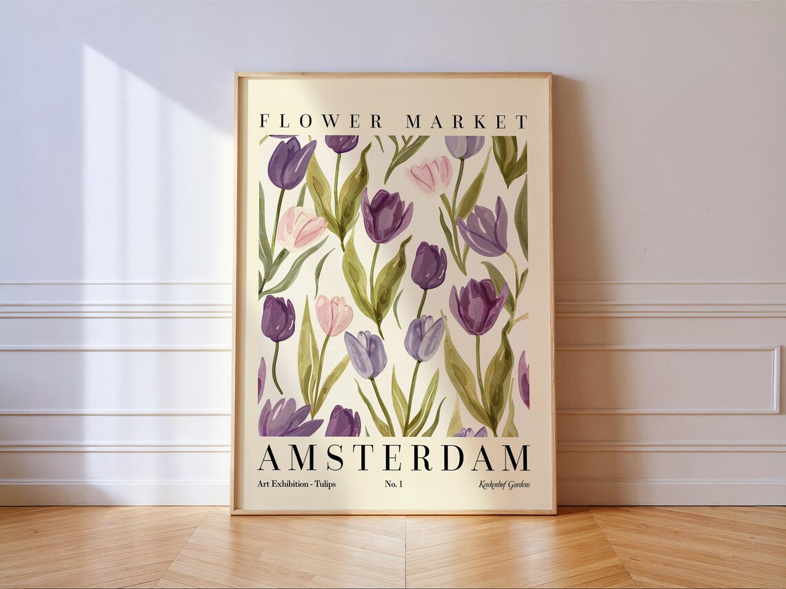 Amsterdam Tulip Flower Market Botanical Art Print