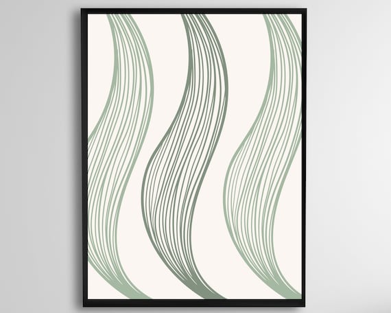 Green Abstract Wall Art Gallery Prints Instant Decor Lines