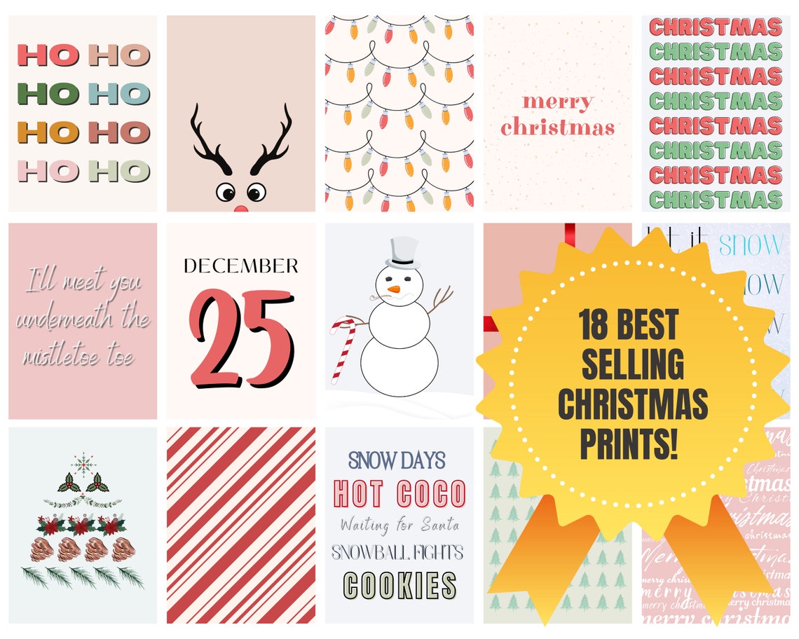 18 Best Selling Christmas Prints Bundle Holiday Digital Art Poster