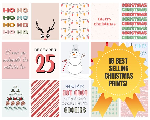18 Best Selling Christmas Prints Bundle Holiday Digital Art Poster