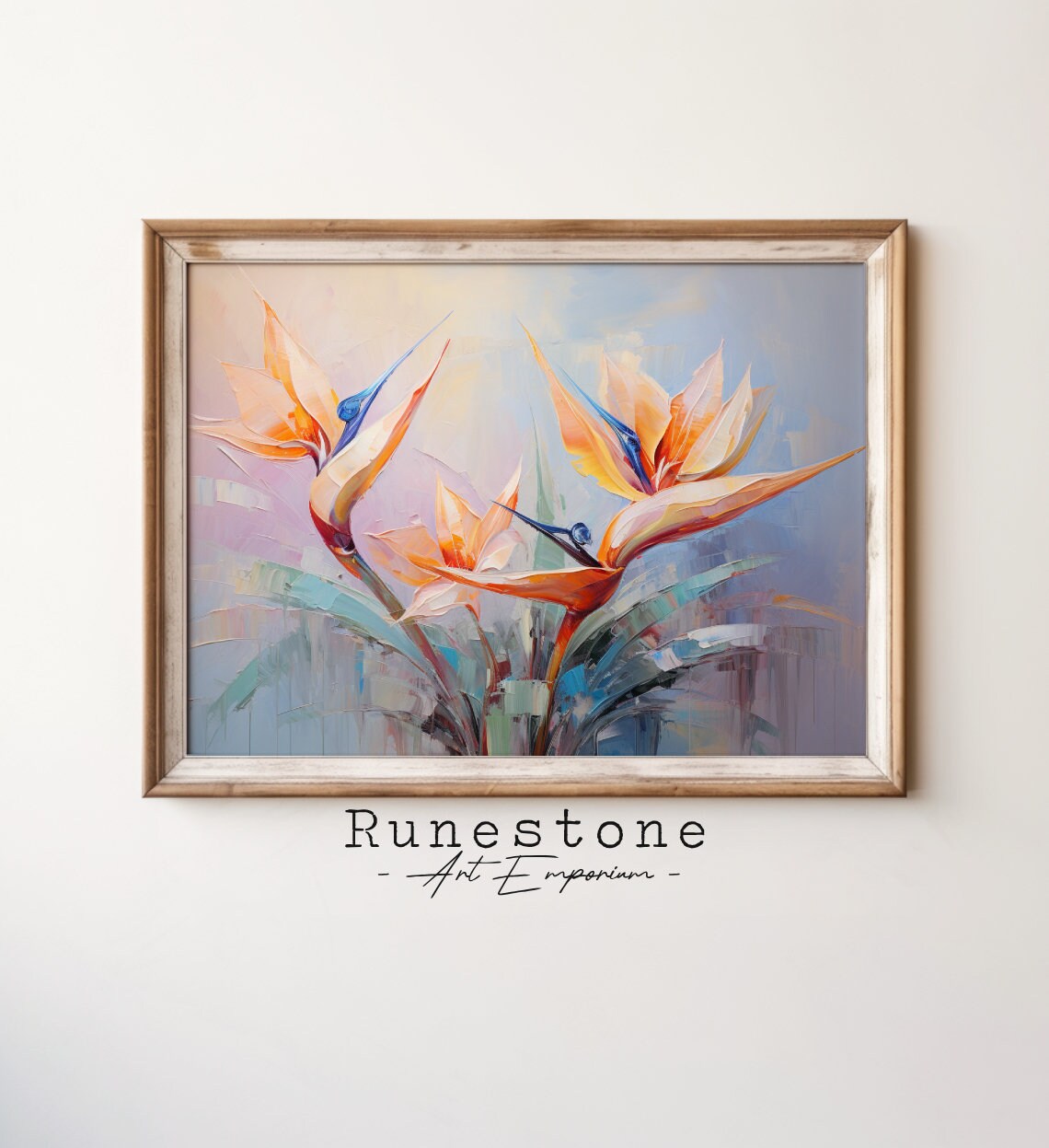 Birds of Paradise Flowers Vibrant Oil Painting Floral Poster