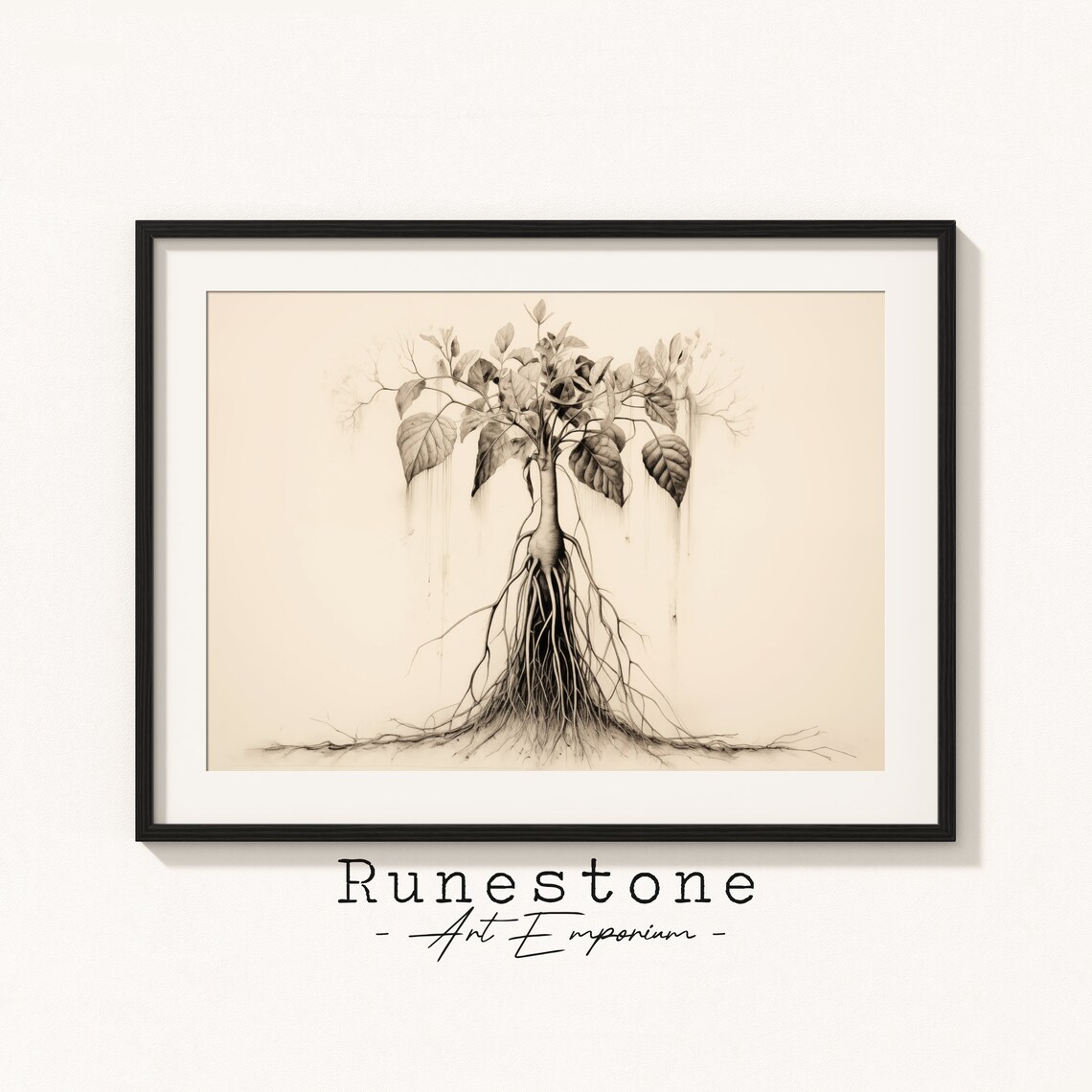 Scientific Botanical Plant Sketch Vintage Study Drawings Minimal Landscape Pencil Drawing Decor Neutral Art Print