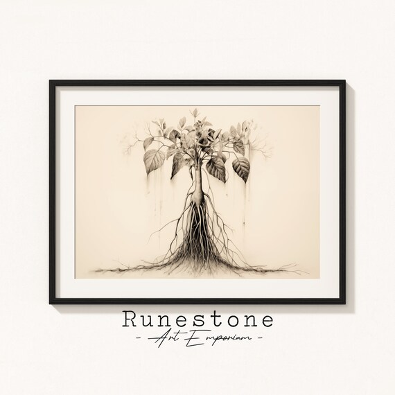 Scientific Botanical Plant Sketch Vintage Study Drawings Minimal Landscape Pencil Drawing Decor Neutral Art Print