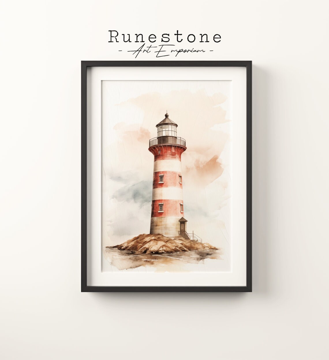 Vintage Lighthouse Sketch Art Print, Nautical Seaside