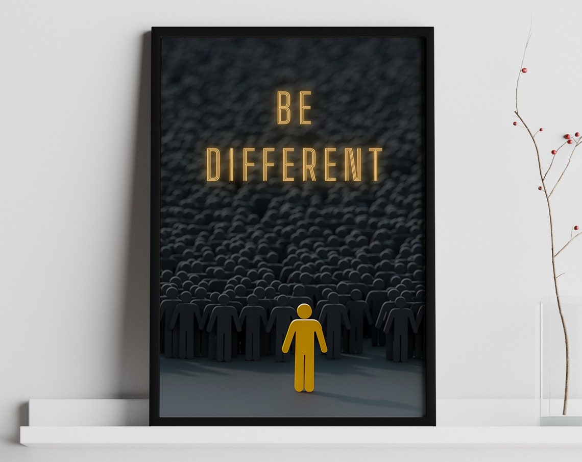 Be Different Gold Quote Crowd Individuality Office Art Poster - Image 3