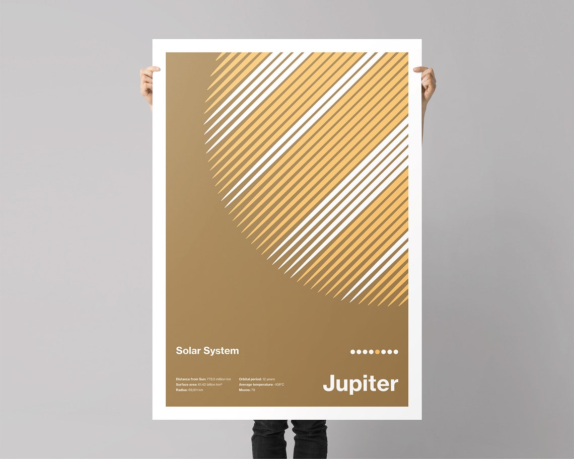 Jupiter Solar System Gold Minimalist Planet Astronomy Art Poster - Image 3