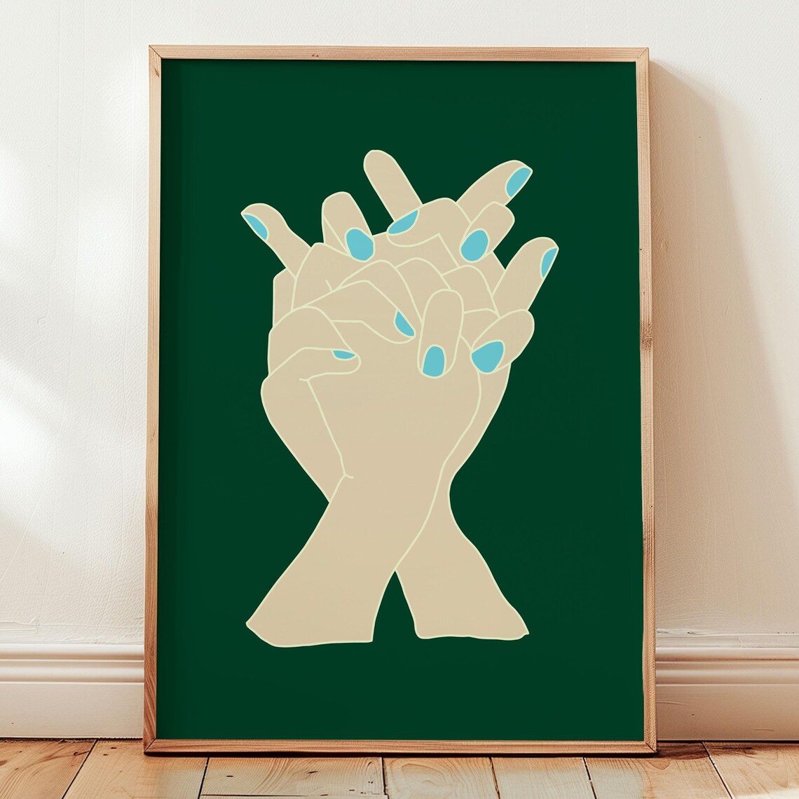 Holding Hands Intertwined Fingers Modern Maximalist Art Poster