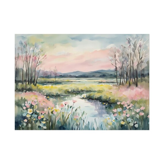 Wildflowers Marsh Landscape, Carolina Lowcountry Art Print