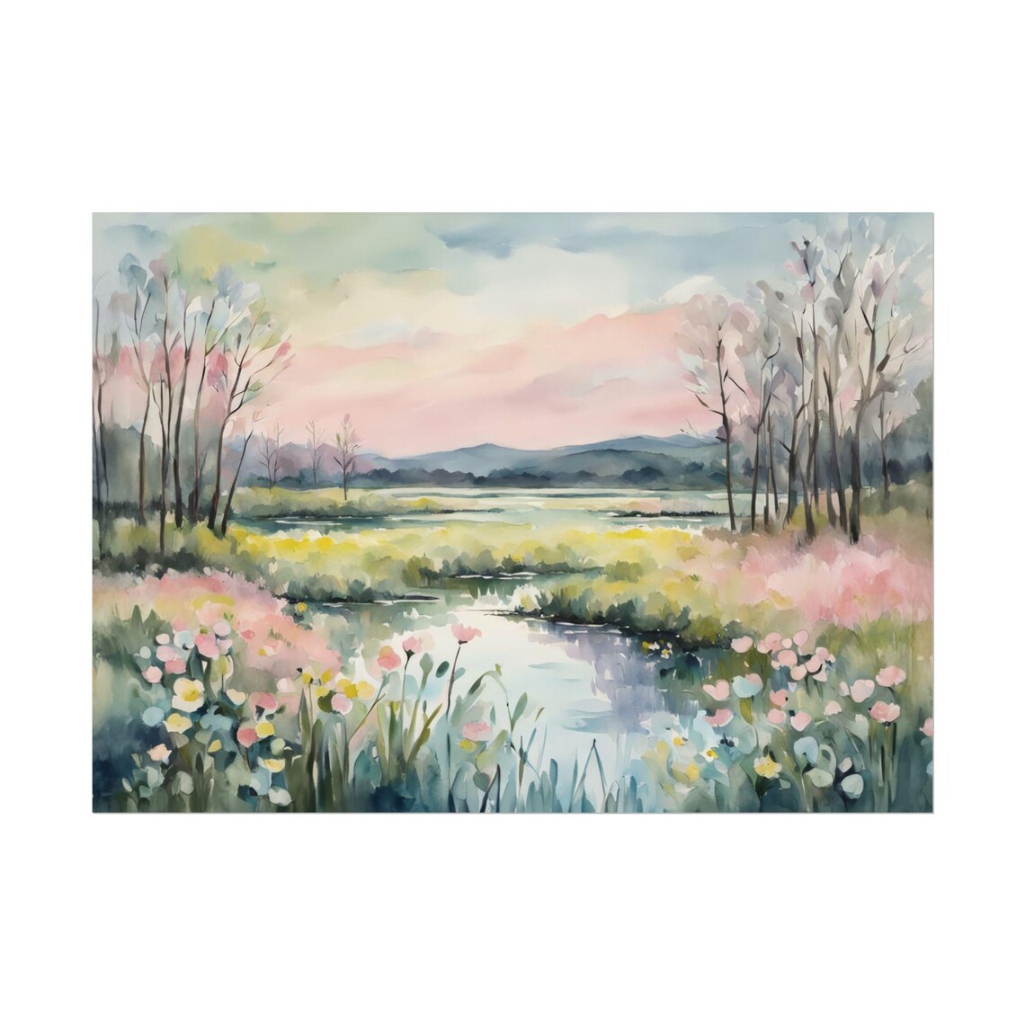 Wildflowers Marsh Landscape, Carolina Lowcountry Art Print